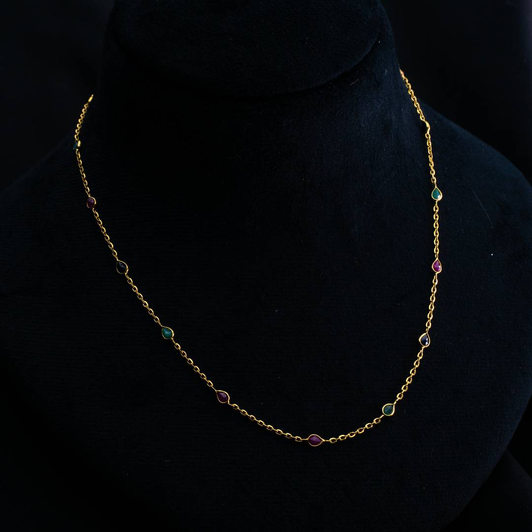 Semi preciouis Gold Chain